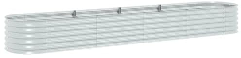 vidaXL Hochbeet Stahl Silbern 400x80x44 cm Gemüsebeet Pflanzbeet Pflanzkasten