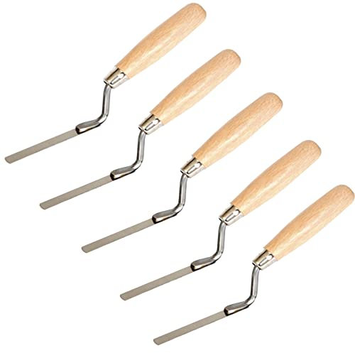 5PCS Set - Stainless Joint Point Trowel, All Widths, Wooden Handle, Tuck DIY
