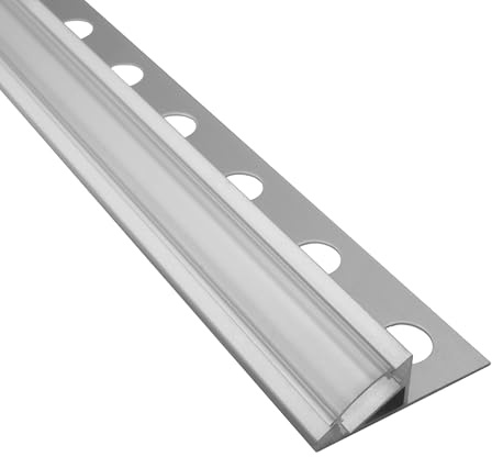 T77 LED Alu Fliesenprofil 12 mm silber 30° für LED-Streifen 2m klar
