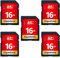 GIGATSONE Scheda SD 16GB, Set da 5, Scheda di Memoria SDHC da 16 GB, Velocità di Lettura Fino a 80 MB/sec, Classe 10 U1 UHS-I, Specialmente per Fotocamere Videocamera Telecamera PC