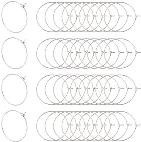 UNICRAFTALE 100 stücke Weinglas Charm Ringe Ohrring Creolen Edelstahl Wine Hoops DIY Rohlinge Creolen Für Partei Ohrring Schmuck Machen DIY Kunst Und Handwerk