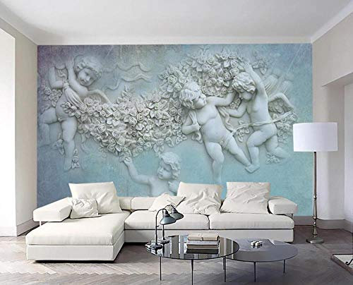 Tapete Fototapete 3d Effekt Netter Kleiner Engel Mit Geprägter Blumenrebe Tapeten Vliestapete Wandbilder Wandtapete Wohnzimmer Schlafzimmer Wanddeko 200cmx140cm