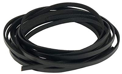 5mm Leather Strips, 12 Feet Flat Leather Strap Cord for Crafting, Sewing and Bracelet Jewellery Making (Black)