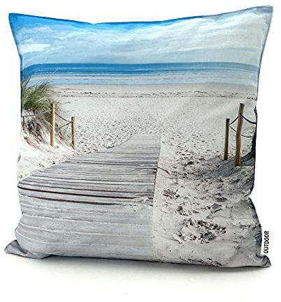 heimtexland ® Outdoorkissen Bedruckt 45x45 Garten Lounge Dekokissen Outdoor Lotus Effekt Typ742 Maritim Düne