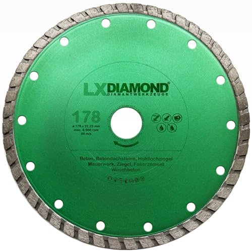 LXDIAMOND Diamant-Trennscheibe 178mm x 22,23mm Diamantscheibe Betonscheibe für Stein Beton Mauerwerk 180 mm passend für Winkelschleifer Schneidetische Schlitzfräsen - in Premium Qualität