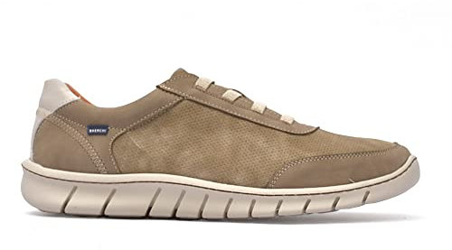 CAR9000 Zapatillas casual de hombre, piel de vacuno, cierre de cordones elásticos y suela de caucho. BAERCHI Hecho en España.