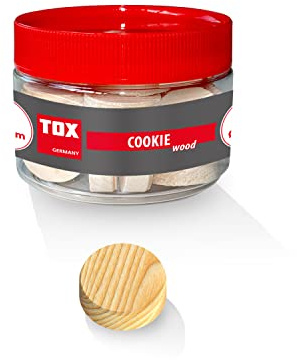 TOX Querholzplättchen Cookie Wood 45 mm Fichte, 10 Stk. | Zum Reparieren und Ausbessern fehlerhafter Holzstellen, in der Runddose, 015260307