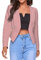Blazer Femme Coupe Cintrée Veste de Tailleur Unie Blazer Court Slim avec Poches et Fermetures éclair(XL-Rose)