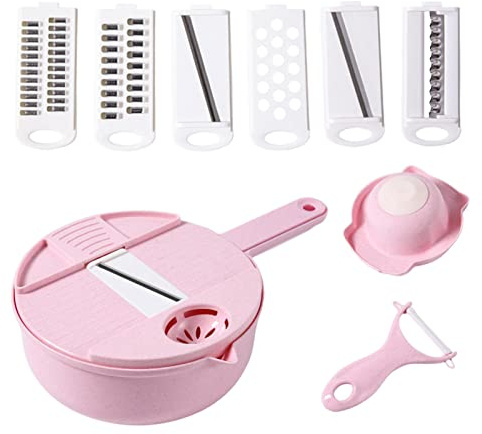 Bavokon 12 en 1 Mandoline,Cuisine en INOX,Coupe Legumes Manuel,Mandoline Professionnelle,Coupe Legume Multifonctions,Trancheuse À Mandoline Multifonction pour Trancher,Couper Et Râper Les Légumes
