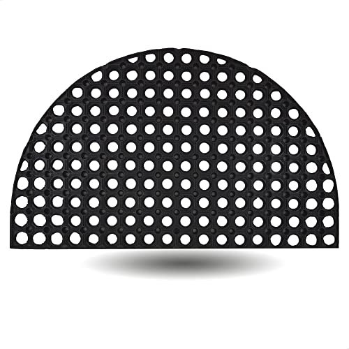 Kerafactum Fußmatte halbrund Aussen wetterfeste Türmatte Fussmatte Tür Fußabtreter Outdoor Matte Antirutschmatte Schmutzfangmatte schwarze Gummimatte Gummi Schuhmatte rutschfest 75 x 45 cm