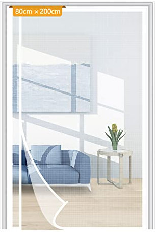 Yotache Side Opening Fly Screens for Doors 80 x 200 cm, Reinforced Polyester Magnetic Screen Door, Prevent Small Pets from Scratching, White