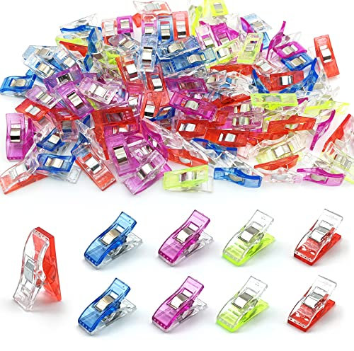 Brelet 100 Pièces Pince à Coudre, Clips Couture en Plastique, Couture Accessoires Mercerie, Pinces de Bricolage pour de la Couture, du Crochet et Bien d'autres utilisations (Couleurs Assorties)