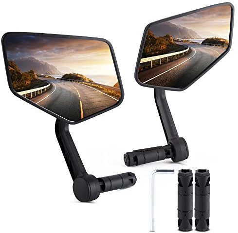 Fahrradspiegel für Lenkerende, APLSTOW HD, Automobilqualität, Glaslinse, E-Bike-Spiegel, kratzfest, sichere Fahrrad-Rückspiegel (ein Paar)