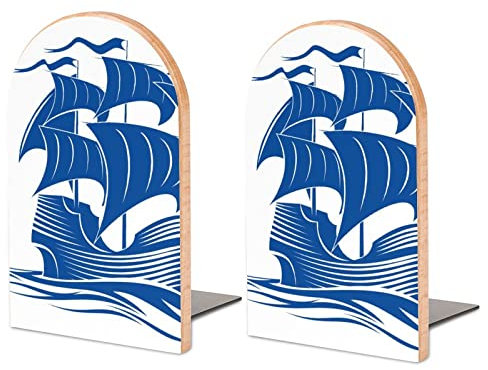 2Er-Pack Buchstütze Blaues Boot Dekorative Buchstützen Bücherregal Bücherhalter Für Regale