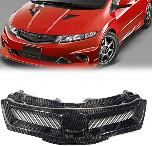 FORREC Rejillas Delanteras Rejilla Frontal para Honda para Civic FN FK FN2 Type R 2008-2011, Parachoques Superior De Fibra De Carbono, Kit De Cuerpo De Malla, Embellecedor De Rejilla