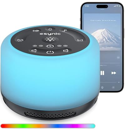 eSynic Upgrade Version White Noise Baby Sleep Sound Machine Rechargeable Noise Machine for Better Sleep Support Sounds Color LightsBluetooth min Recording Function for Adult Baby Tinnitus etc