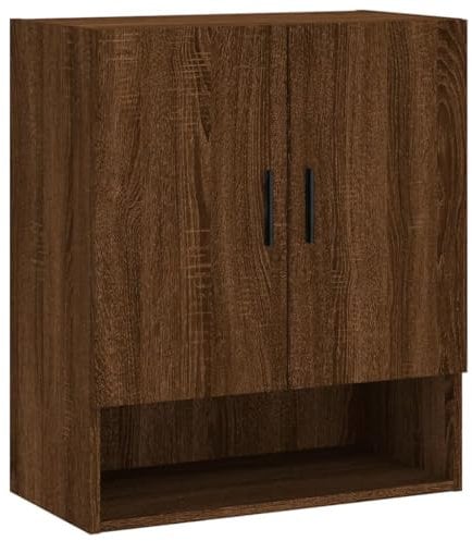 vidaXL Wandschrank, Hängeschrank mit viel Stauraum, Wandmontage Badschrank Medizinschrank, Aufbewahrungsschrank für Wohnzimmer, Braun Eichen Optik Holzwerkstoff