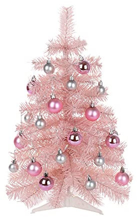 Nuevo árbol de Navidad Pequeño Rosa de 60 Cm, Juego de Mini Decoraciones de Escritorio, Decoración, Mini árbol de Navidad, Juego de árbol de 60 Cm con Accesorios (1)