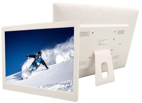 16 Digitaler Bilderrahmen, 4:3 IPS Display 1600X1200 Digitaler Bilderrahmen mit Bildvorschau und Fernbedienung, Unterstützt Video/Audio/Bild, USB/SD/MMC Karte/Mi-NI HDMI (White)