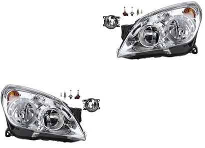 Johns, Scheinwerfer Satz Halogen Front passend für Opel Astra H 03/2004 - H7 H1 Links & Rechts + Nebelscheinwerfer + Leuchtmittel