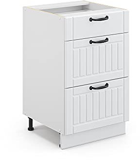 Vicco Armario de baño Fame-Line, Blanco casa de Campo/Blanco, 50 x 81.6 cm sin encimera