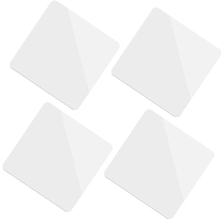 Placa de Acrílico Color Blanco 4 Piezas 10x10 Cm para Fotos | Superficie Espejo Lisa, Refleja Objetos, para Pendientes y Collares, Apoyo de Decoración Fotográfica