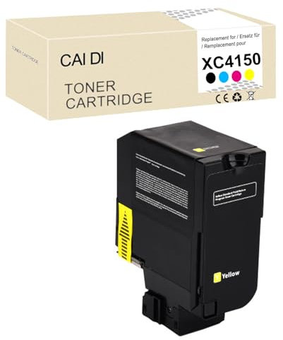 CAIDI XC4150 Tonerkartusche kompatibel mit Lexmark XC4140 XC4150 XC4143 XC4152, Tonerkartusche Farbe 24B6720/17/18/19, Druckerzubehör (mit Chip) (Gelb)