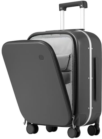 mixi Gepäckkoffer mit Spinnrollen, Reisegepäck, Aluminiumrahmen, Polycarbonat, Hardside mit TSA-Schloss und Abdeckung, Felsengrau, 24-inch