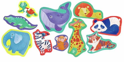 Dschungel-Freunde-Puzzle, Puzzle-Set enthält zehn exotische Tierpuzzles