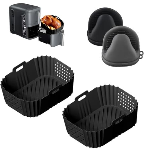 2 Pack Airfryer Silicone Mold Accessories for Ninja Double Stack XL 9.5L SL400EU Side Opening Large Capacity Hot Air Fryer Silicone Baking Mold Insert