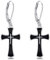 POPLYKE Schwarzes Kreuz Ohrringe Damen 925 Sterling Silber Leverback Ohrringe für Männer Christian Schmuck Geschenke