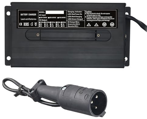 Lzyjck Batteria al Piombo da 12V/24V/36V/48V/60V/72V Caricabatterie Caricabatterie per Carrello elevatore Caricabatterie Intelligente per Carrello da Golf con Tappo a Testa Tonda,60v 15a,3#