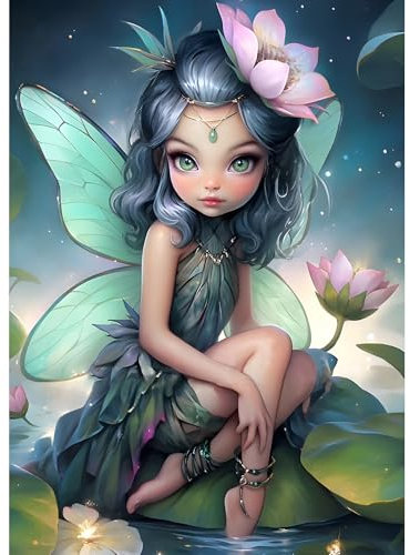 DPHERO 5D Fées Diamond Painting Kits, DIY Broderie Fleurs Art du Diamant Painting Kit Complet, Fantaisie Kits de Peinture sur Diamant Point de Croix Painting pour Adultes Débutants 30x40cm