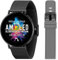Reflex Active Serie 42 Amoled Smart Watch ultra sottile per uomo e donna con GPS, frequenza cardiaca, monitoraggio del sonno, contapassi, cinturino in silicone grigio e maglia nera per Android IOS