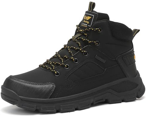 AX BOXING Scarpe Uomo Invernali Stivali Caldo Scarponcini Trekking Antiscivolo Scarpe da Neve Comode Stivaletti Outdoor (Dark Nero, 45 EU)