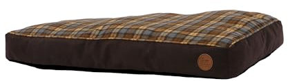 Ancol Dog Mattress in Brown and Blue Tartan - Comfortable Pet Accessory with Removable Outer - Puppy Cat Mat Sleeping Place - 75 x 60cm