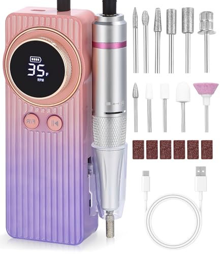 Ponceuse pour Ongles,35000Rpm Lime a Ongle Electrique, Ponceuse Manucure, Ponceuse Ongle Semi Permanent, Ponceuse Ongle Portable pour Polissage, Pedicure ponceuse pour ongles professionnel