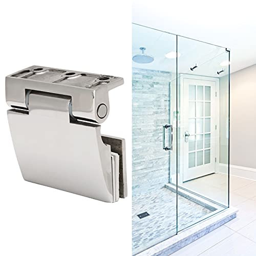 Shower Door Hinges, Stainless Steel Curved Single Sided Glass Shower Door Hinges Glass Door Hinge Cabinet Door Hinge for Tempered 8‑12mm Glass Door