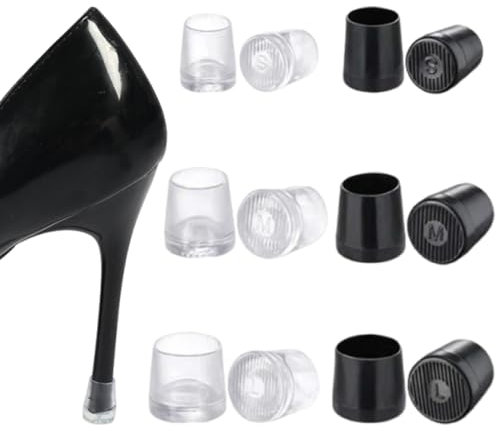 EIR 6 Paar High Heel Protectors,Absatzschoner,3 Größen High Heel Stopper Schwarzer Und Transparenter,Absatzschutz High Heels,Für Gras Hochzeit Outdoor Aktivitäten Leichtes Gehen (S/M/L)