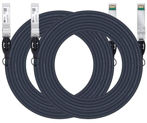 H!Fiber.com Lot de 2 câbles SFP+ DAC 10 Gb/s - 7 mètres (23 ft), 10GBase-CU - Câble Twinax SFP+ passif en cuivre pour Cisco SFP-H10GB-CU7M, Ubiquiti, Netgear, et autres commutateurs ouverts et NIC