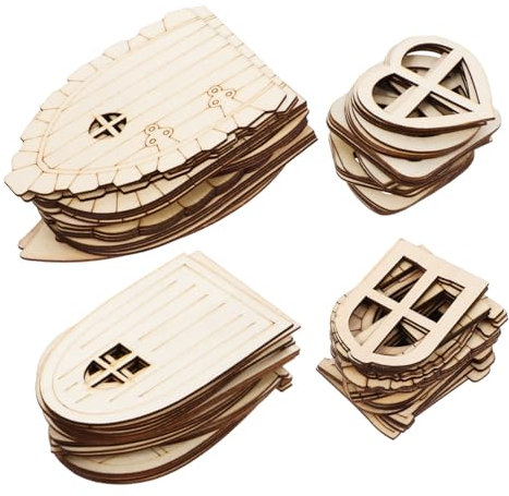 GAROZATION 96 Stück Feengartentor Feengartentür Feenhaustür Türen Für Bäume Miniatur Feentüren Für Den Außenbereich Mini Türmodell Feenzubehör Miniatur Feentür Aus Holz Sperrholz