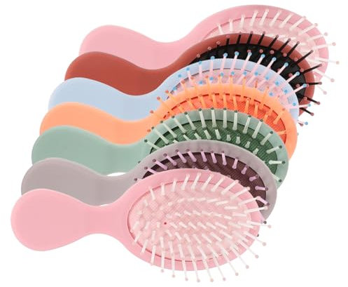 DRESSOOS 6 Pcs Mini Wet Hair Detangling Brush Set Small Hairbrush for Travel and Curly Hair in Cloud Blue, Pink, Orange, Lavender, Avocado Green, and Crimson