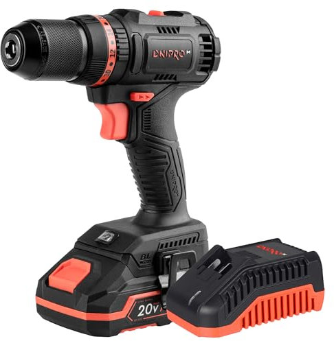 Dnipro-M CD-201HBC – Taladro Atornillador Percutor Inalámbrico 20V – 2 Velocidades 0-1550 RPM – 45 Nm – Mandril 13 mm – Batería 2Ah y Cargador Incluidos – LED Integrado – Ultraligero: 1,3 kg