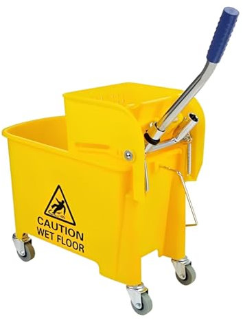 CVS2020.COM Commercial Mop Bucket with wringer 20 Liter | kentucky Mop Bucket with Ergonomic Design, Efficient Cleaning System, Easy Filling & Emptying, Cleaning Trolley on Wheels (Yellow)