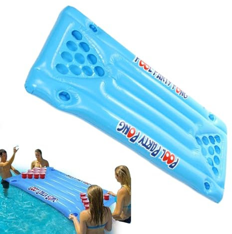 Duroecsain Aufblasbarer Pong -Tisch, Pool -Pong -Tisch | Schwimmende Pingpong - Bier aufblasbare Pong Table Lounge schwimmende Floßspielzeug für Erwachsene Party