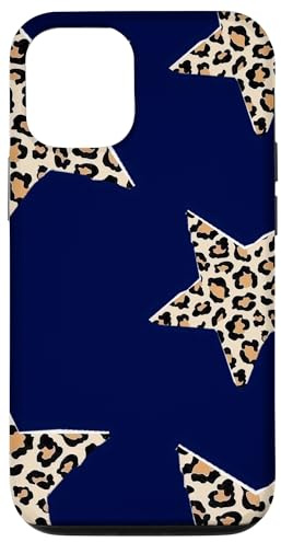Navy Blue Leopard Star Cheetah Print Y2K Star Case for iPhone 12/12 Pro