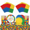 Lot de 69 pièces de vaisselle de fête d'anniversaire pour garçons et enfants, assiettes en carton et serviettes de table de 17,8 cm et 22,9 cm, motif dessin animé pour blocs colorés, briques, cadeaux