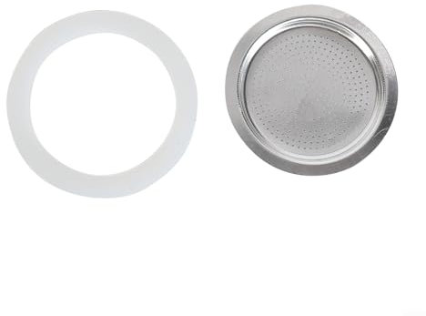 BlesConi Guarnizione di ricambio in gomma siliconica, filtro per moka, caffettiera, caffettiera, piano cottura espresso, erogazione italiana, diverse dimensioni (3 tazze + setaccio)