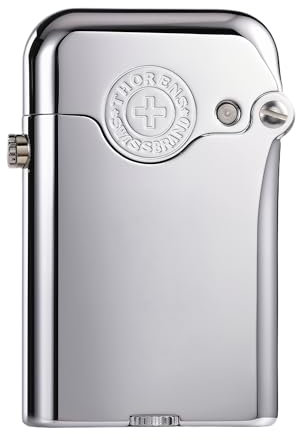 Briquet à Essence de houille rétro de Luxe Suisse en Laiton, Rechargeable, allumage Automatique, Coffret Cadeau, Objet de Collection, Cadeau pour Homme, Thorens Gen 3 Griffe Unique Brillant