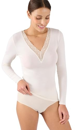 Damart Damen T-Shirt Dentelle Manches Longues Thermolactyl Sens